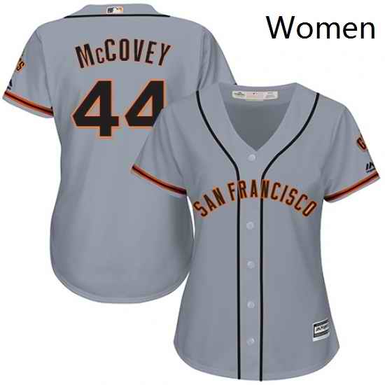 Womens Majestic San Francisco Giants 44 Willie McCovey Authentic Grey Road Cool Base MLB Jersey